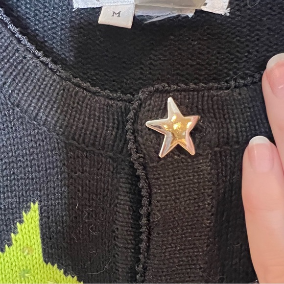 VINTAGE | rare star print sequin maximalism knit cardigan sweater - Picture 9 of 10